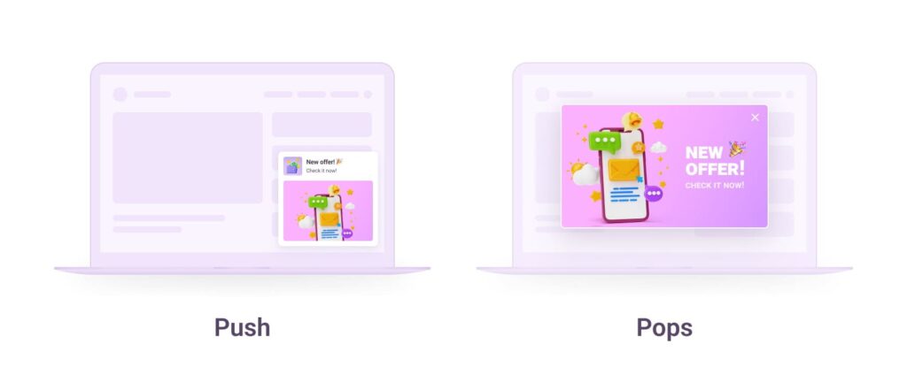 Push and pop ad formats