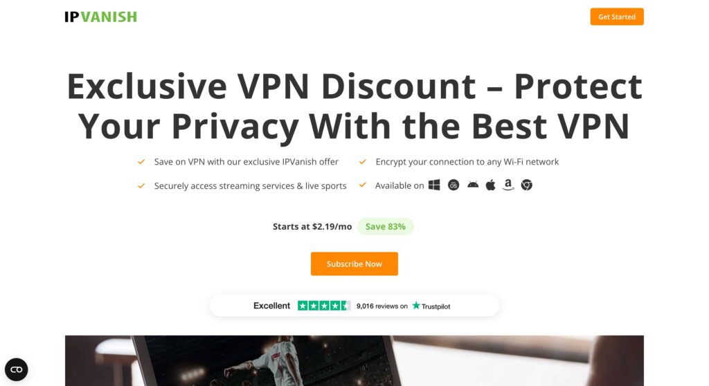 VPN popunder ad example